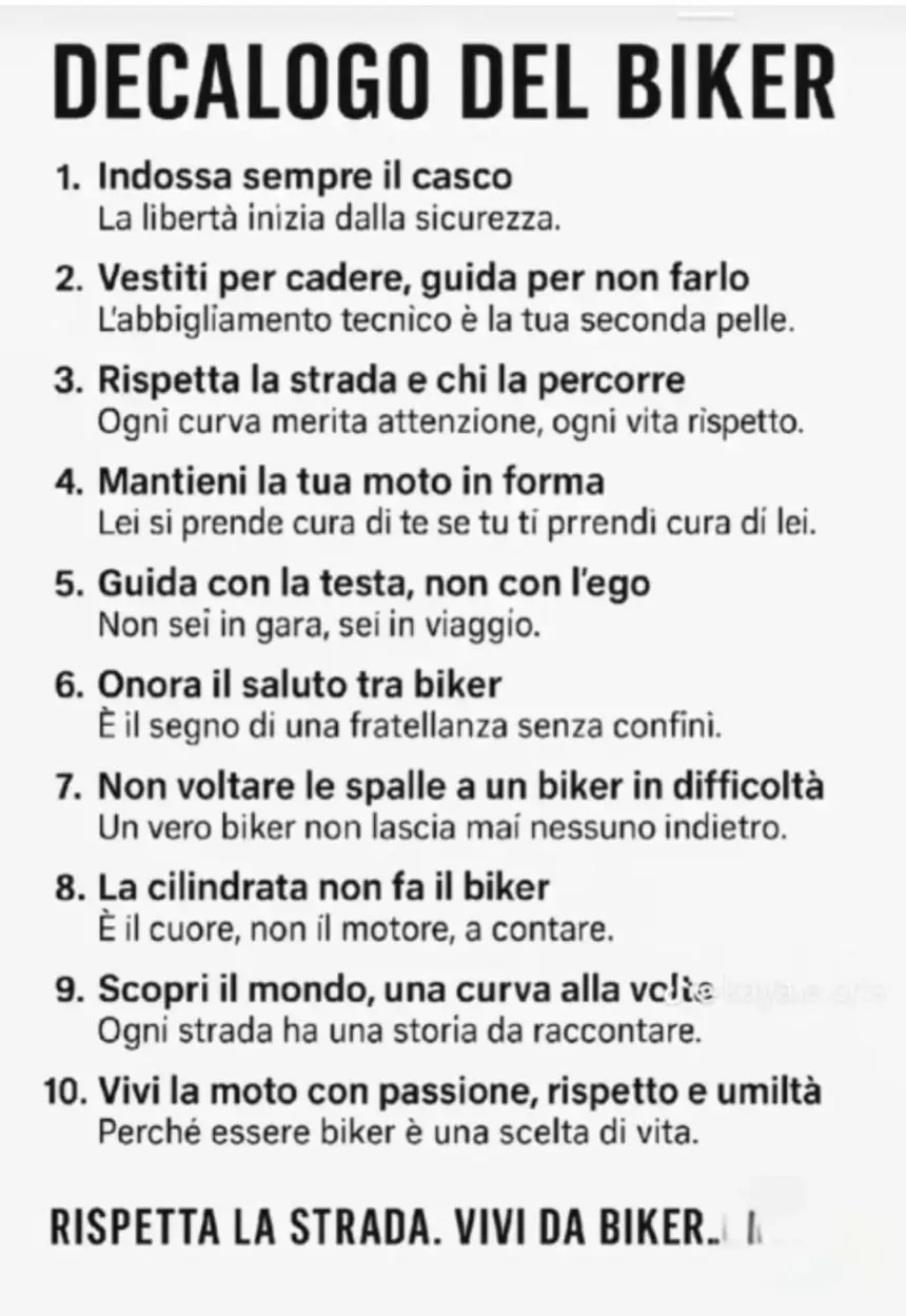 Il decalogo del biker